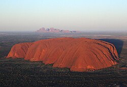 Uluru (close) and Kata Tjuta (far)