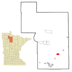 滕斯特赖克在贝尔特拉米县及明尼苏达州的位置（以红色标示）