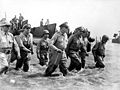 Douglas MacArthur and staff arrive at Leyte