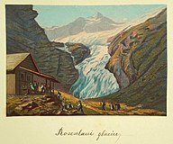 Rosenlaui Glacier c. 1870/80. Etching by Heinrich Müller