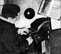 Jörg Mager playing the Gral Bells, c. 1938, photographer unknown, PIX Magazine[9]