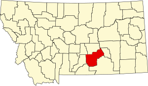 Map of Montana highlighting Yellowstone County