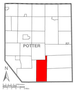 Map of Potter County, Pennsylvania highlighting East Fork