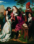 Virgin and Child with Saint James the Pilgrim, Saint Catherine and the Donor with Saint Peter c.1496 - Master of Frankfurt