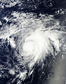 Satellite image of a weak but intensifying Tropical Storm Niala on September 25