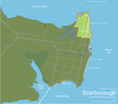 Suburb map of Scarborough, at the northernmost of the Redcliffe peninsula