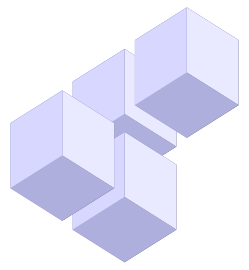 第五片，或称为A：V型的三立方体平放，另一个立方体放在顺时针的第一个立方体上方，有立体的不对称性。