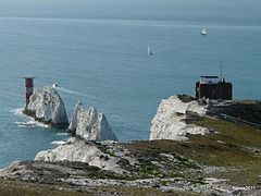 The Needles stacks and lighthouse, Isle of Wight, England When Chitty first flies