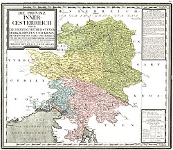 内奥地利境内的卡林西亚公国（图中黄色区）