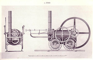 Drawing of Trevithick's locomotive