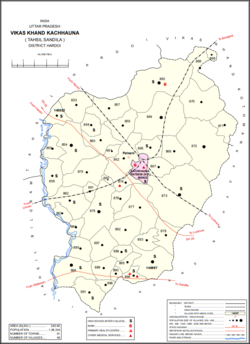 Map showing Gaju (#864) in Kachhauna CD block