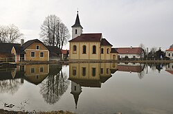 Centre of Líšná with the Church of Saint Wenceslaus