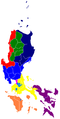 A color-coded map of Luzon by regions