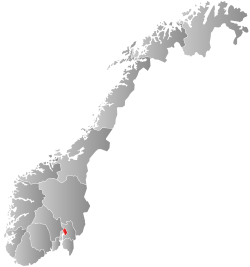 Oslo highlighted in red in Norway
