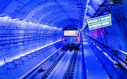 Part of the East West Metro tunnel under the Hooghly River