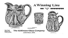 advertisement for fancy glassware including a pitcher and tumbler
