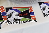 Publicity materials for the Cornell University 2017 Art + Feminism Wikipedia edit-a-thon. Herbert F. Johnson Museum of Art, March 11, 2017.