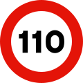 R-301 Maximum speed limit (110 km/h)