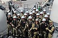 Turkish boarding teams pose for a group photo aboard the Turkish frigate TCG Gokceada (F-494) during exercise Phoenix Express 2017 in Cartagena, Spain