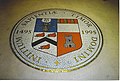 A mosaic of the University of Aberdeen coat of arms on the floor of King's College