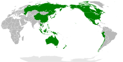 绿色为亚太经合组织现时之21个成员