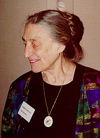 Colour portrait photograph of Dorrit Hoffleit. A female scientist.