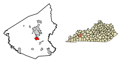 Location of Earlington in Hopkins County, Kentucky.