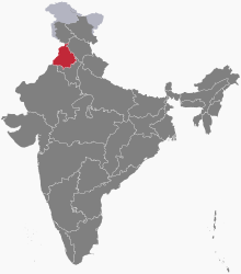 Location of Punjab within India
