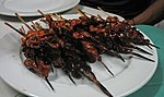 Isaw is a popular street food that is made from skewered chicken or pig intestines.