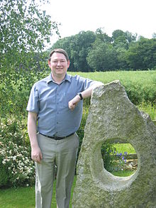 Richards in the garden of his house in Warwickshire