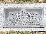 Manuel Verdugo Mendoza Medal of Honor Plaque.