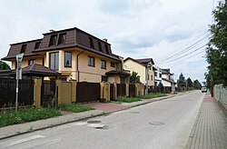 Houses at Aksamitna Street in Opacz Wielka, in 2017.