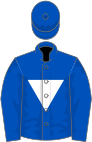 Royal blue, inverted white triangle