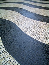 The Senado Square's distinctive tiled pattern in Macau