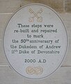 Jubilee tablet to Andrew Cavendish, 11th Duke of Devonshire