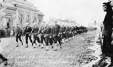 USS Des Moines sailors on parade at Archangel, June 1919