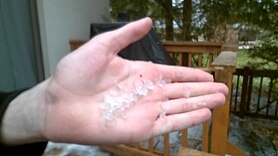 Hail that fell in Gahana, Ohio on April 3, 2024