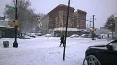 Snowfall in Brooklyn, New York on January 26