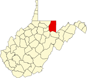 Map of West Virginia highlighting Preston County