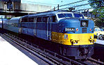 An ALCO FA-1 in MetroRail passenger service on Long Island in the 1970s.