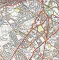 A 1944 Ordnance Survey of Morden area showing the location of the former station, now a tram stop