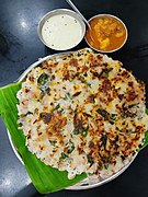 Onion dosa, with coconut chutney and aloo curry