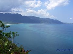 Pasaleng Bay in Ilocos Norte showing the northern terminus of the mountain range