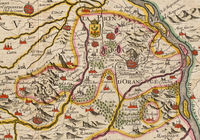 The principality of Orange in 1633 with south at the top and the Rhone River to the right.