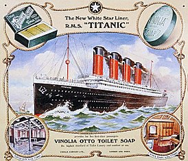白星航运的泰坦尼克号广告，主打豪华设施和高级肥皂品牌