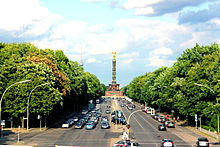 Looking east along the Straße des 17. Juni from the Tiergarten S-Bahn-station, with the Victory Column in the distance