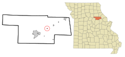 拉什希尔在奥德雷恩县及密苏里州的位置（以红色标示）
