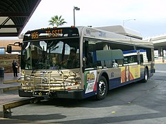 CAT New Flyer DE41LFR, 1st variant of third "goldbug" livery with dual CAT and RTC branding (2006+)