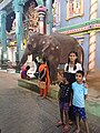 Devotees with Elephant Lakshmi in Manakula Vinayagar Temple