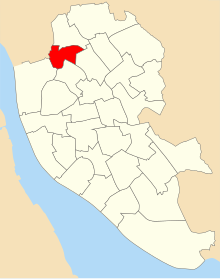 A map of the city of Liverpool showing 2004 council ward boundaries. County ward is highlighted